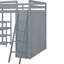 Lit mezzanine double gris avec garde-robe et tablettes de bureau-2068699615