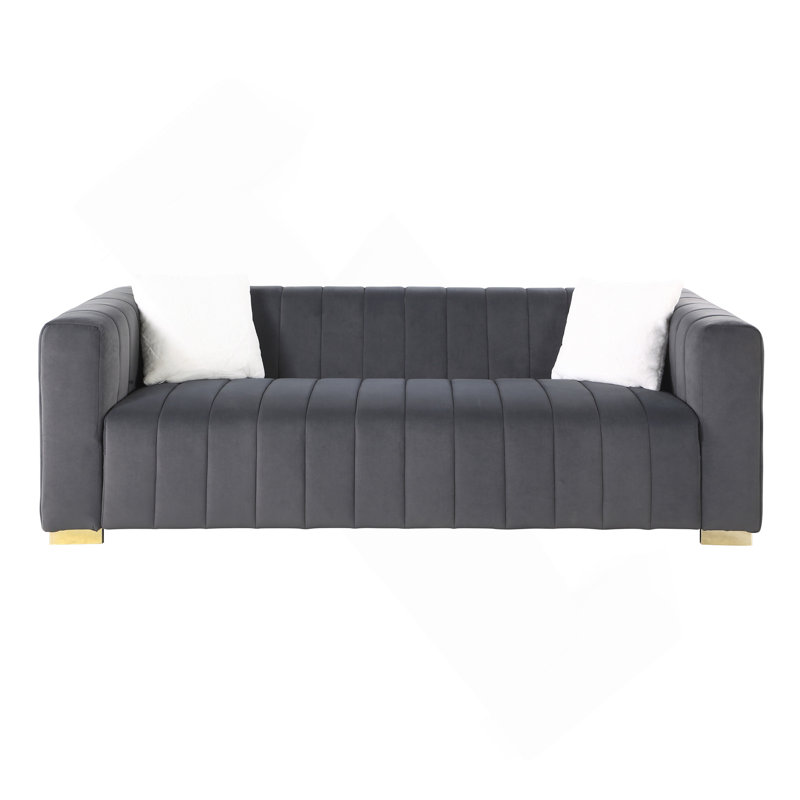 A Canapé Modern Channel, 3 places, Chesterfield, Gris