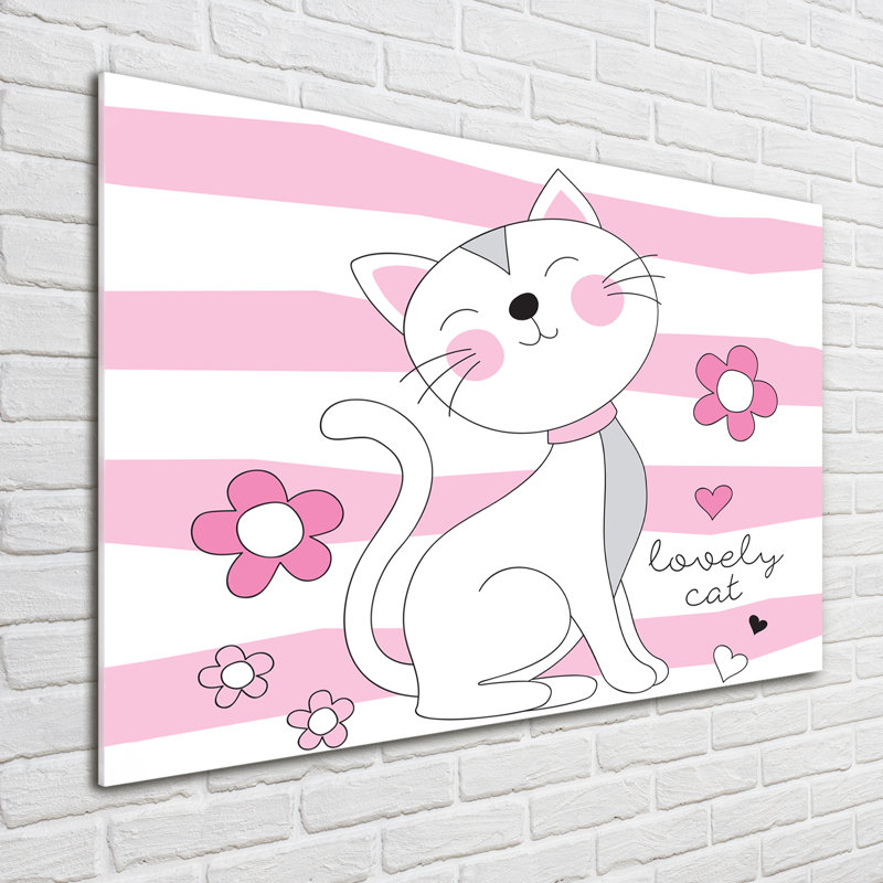 White Cat - No Frame Print on Glass