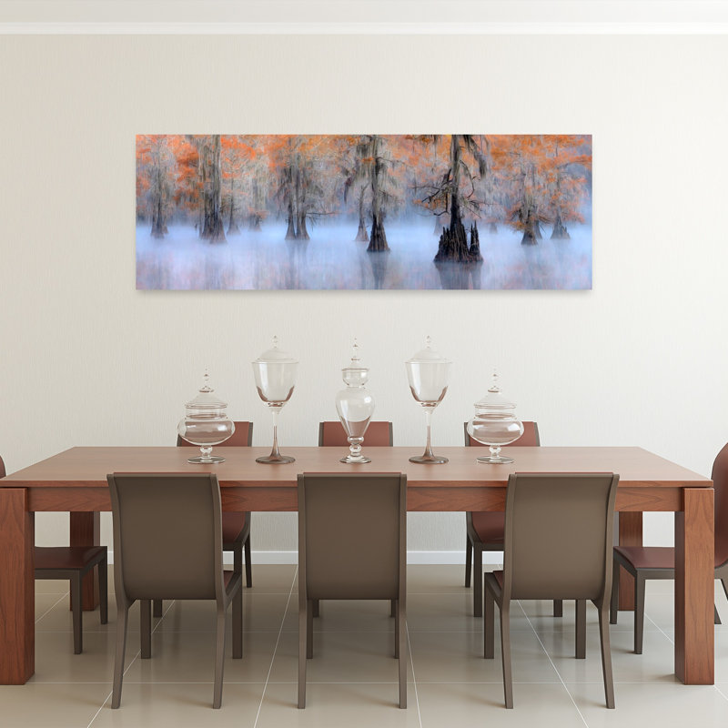 Art mural de paysage de Misty Cypress Swamp, H 20 po x l 60 po