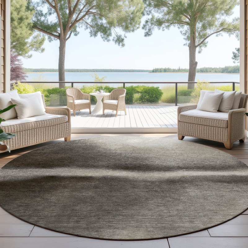 Machine Washable Indoor/Outdoor Lockway ACN2419 Abstract Rug, Round 8'