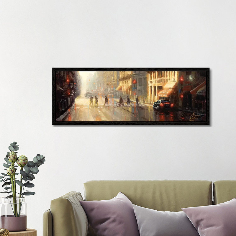 Paris - Crossing The Street by Christopher Clark - Floater Frame Panoramic Gallery-Wrapped Canvas Giclée on Canvas