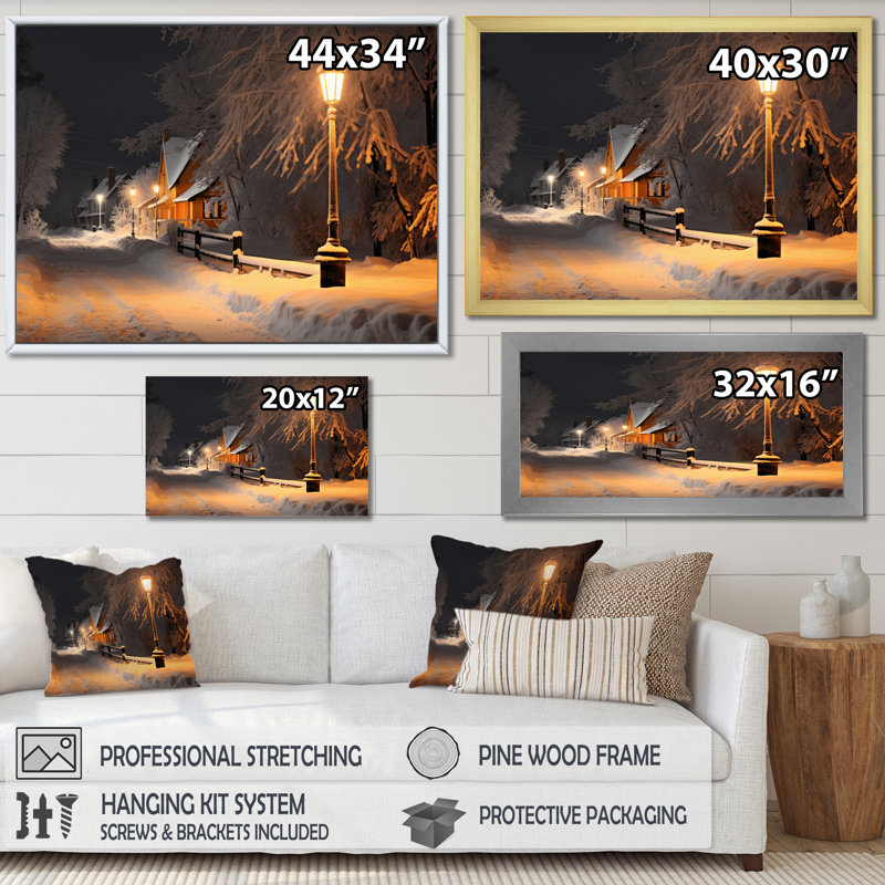 Monochromes d'hiver, rue charmante II, reproduction sur toile, H 30 po x l 40 po x P 1,5 po, Cadre naturel flottant