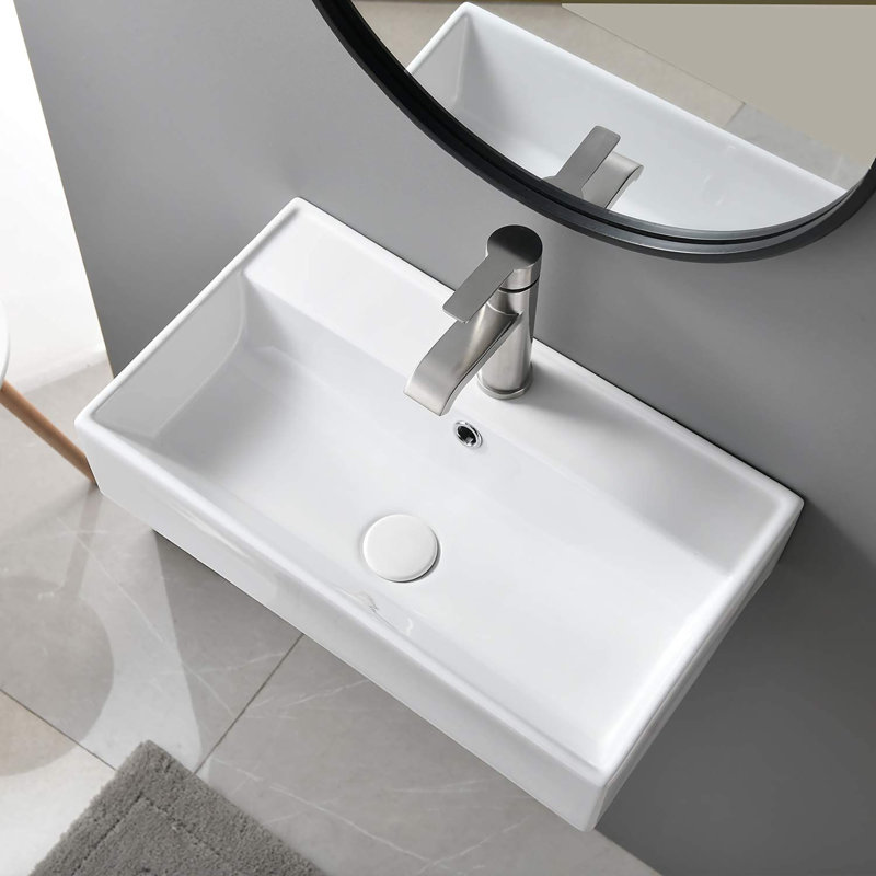 Lavabo de salle de bain mural, Blanc