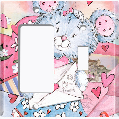 Patterned 2 - Gang Toggle Light Switch Standard Combination Wall Plate