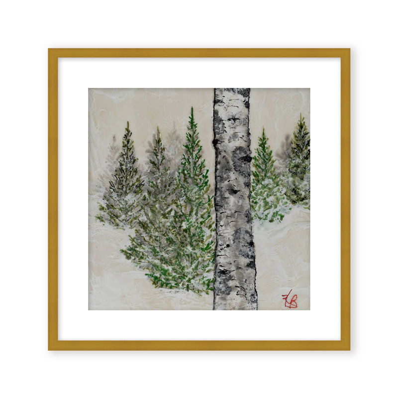 Nature Inspired "Wintered Pines" Canvas Wall Art By , 30" H x 30" W, Framed Print, Black