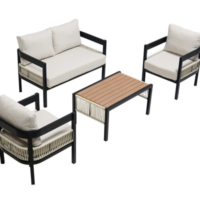 Mobilier d'extérieur gris - Sièges de jardin imperméables, en fer et de table - Structure