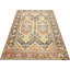 Tapis jaune / brun / rose / orange en laine noué à la main de conception unique des années 1960 de taille 4 pi x 6 pi 4 pi 6 po x 7 pi 1 po