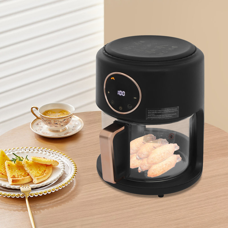 4.4Qt Visible Air Fryer with Glass Pot, 1200W Touchscreen Air Fryer Oven, 8-in-1 Countertop Convection Cooker with Rapid Heat, Non-stick & Dishwasher Safe