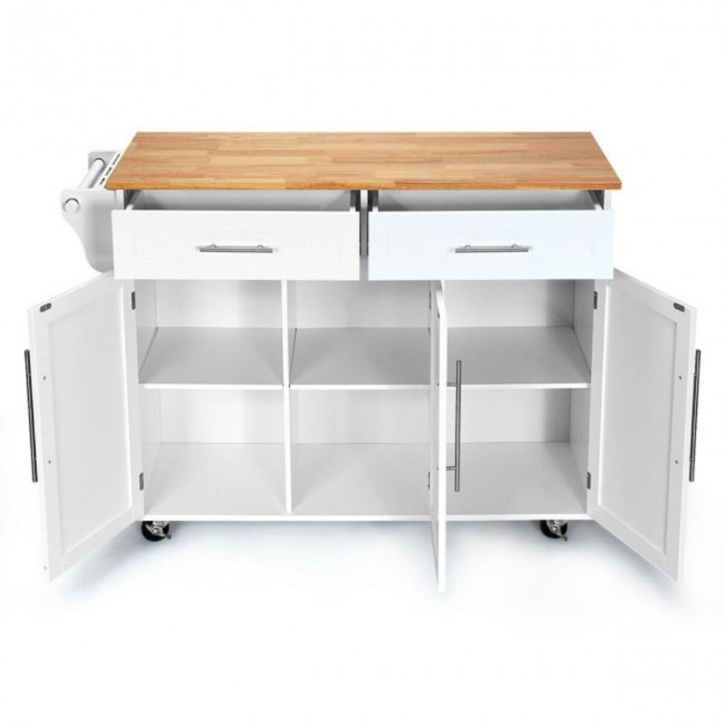 Aristel Metal Kitchen Island, White