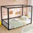 Sunshade Floor Bed, Iron Double-Size Bed Frame, Modern Low-Profile Double-Size Bed, Equipped With Fence-Style Guardrails, Black Series-203187700
