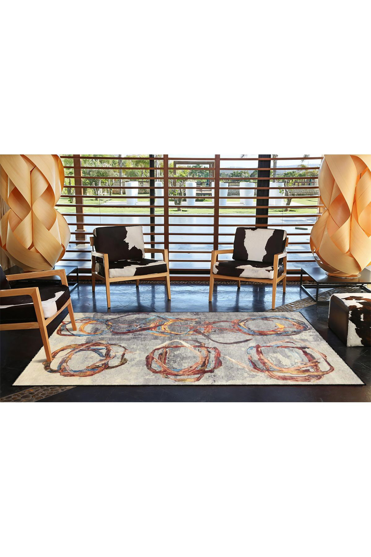 Hokku Designs Modern Ring Patterned Woven Base Washable Rug - Wayfair ...