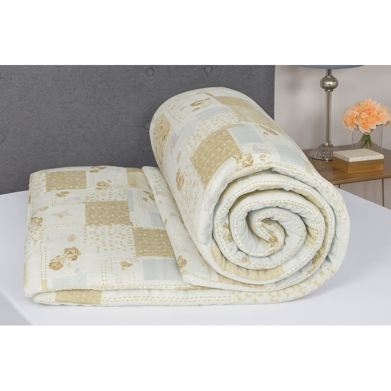 D/B MAYA COVERLESS QUILT SET, Single Duvet Cover + 2 Standard Pillowcases, Natural