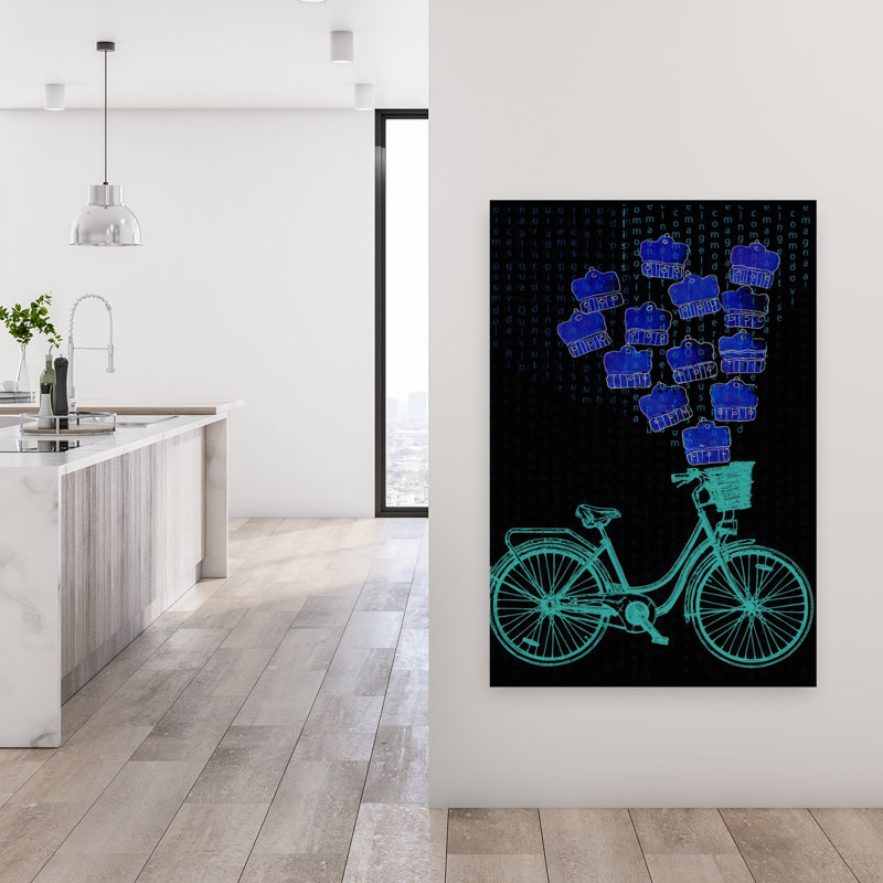 «Connaissances voyage bicyclette», impression d'art contemporain, 48" H x 32" W