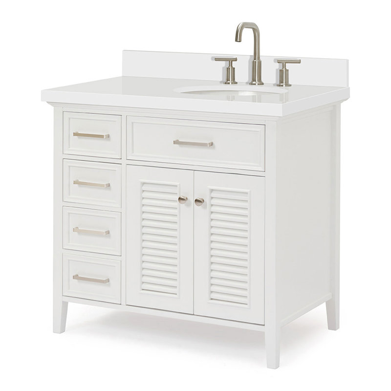 Ensemble de meuble-lavabo simple 37 po Blazier, Blanc, Pure White Quartz, 37"