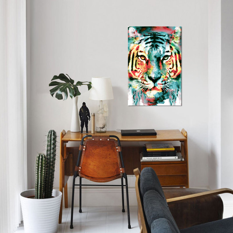« tiger ii », impression sur toile, H 12 po x l 8 po x P 0,75 po, Toile tendue, Pas de tapis