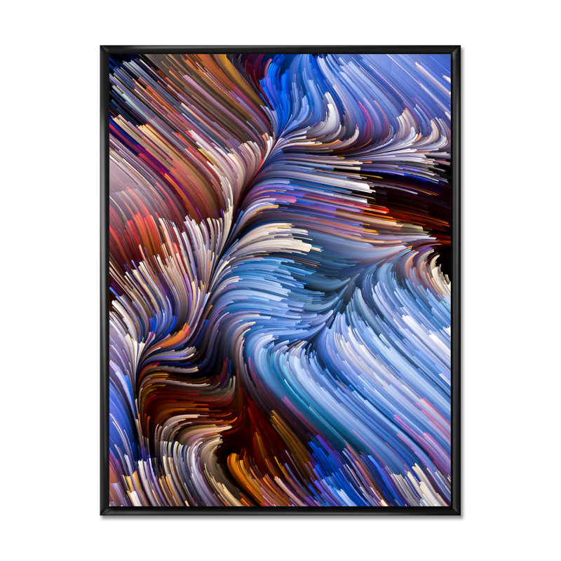 Élégance de liquide Art III - décoration murale moderne en toile, H 44 po x l 34 po x P 1,5 po, Cadre flottant noir