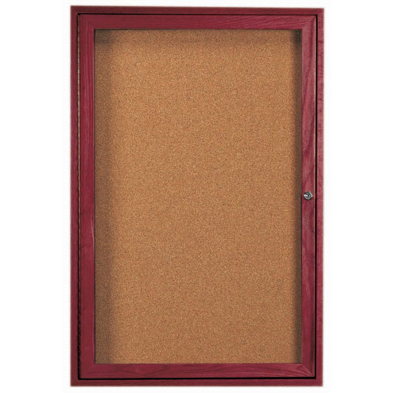 Tableau d'affichage mural fermé, Teinture cerisier, Un, H 36 po x l 24 po