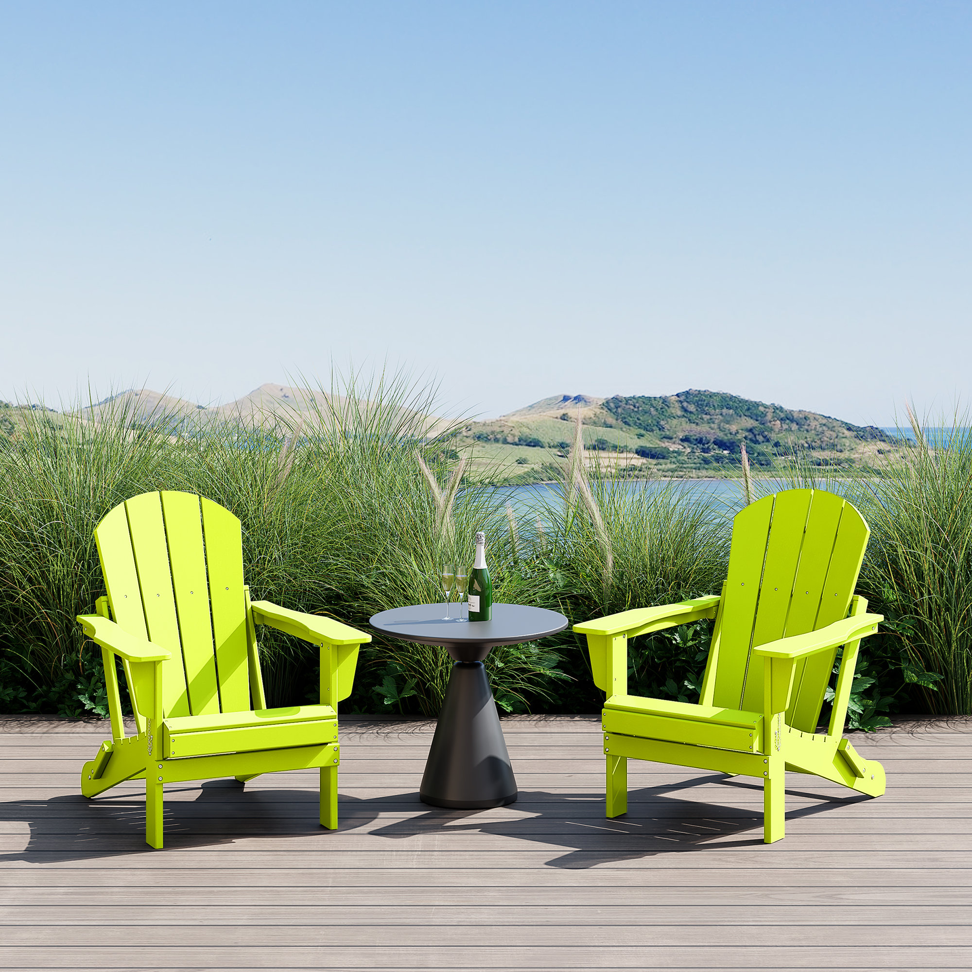 Laguna Foldable Outdoor Adirondack Set, Lime