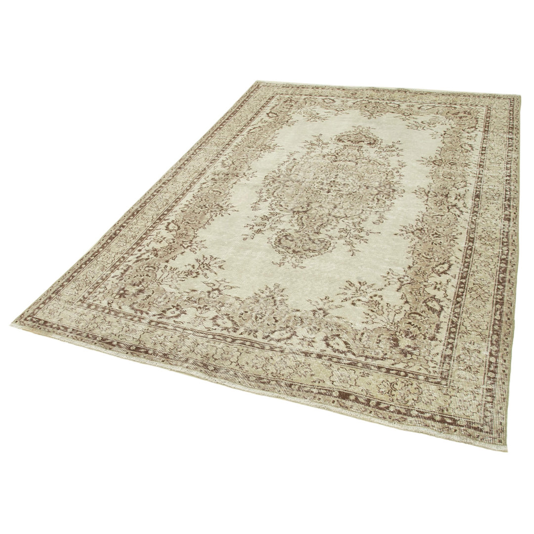 Vintage Beige Vintage Wool Handmade Area Rug