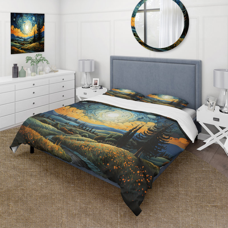 Ensemble de housse de couette en microfibre / polyester Vangogh The Swaying Cypress III