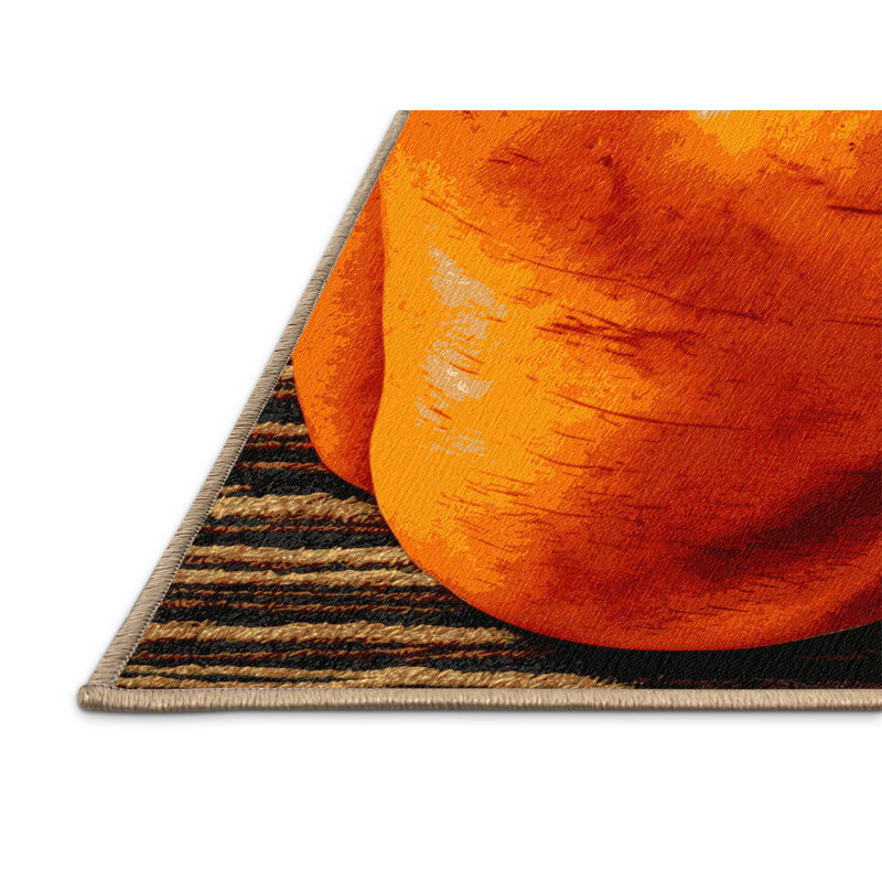  Tapis lavable avec poivrons orange et légumes, Rond 7 pi