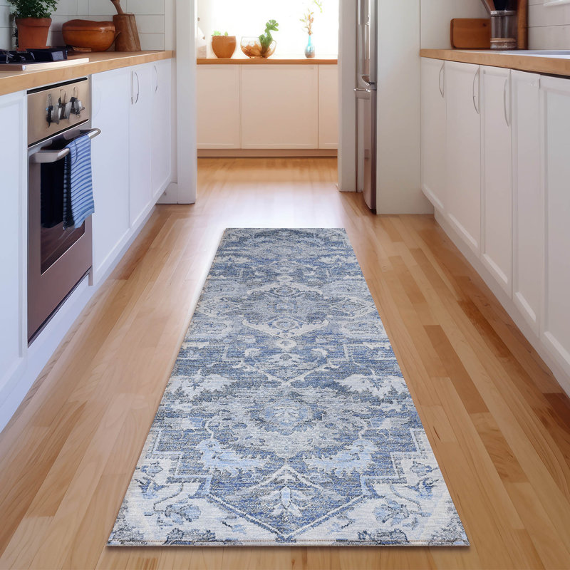 Premium Machine Washable Prisco Denim Rug, Runner 2'3" x 7'6"