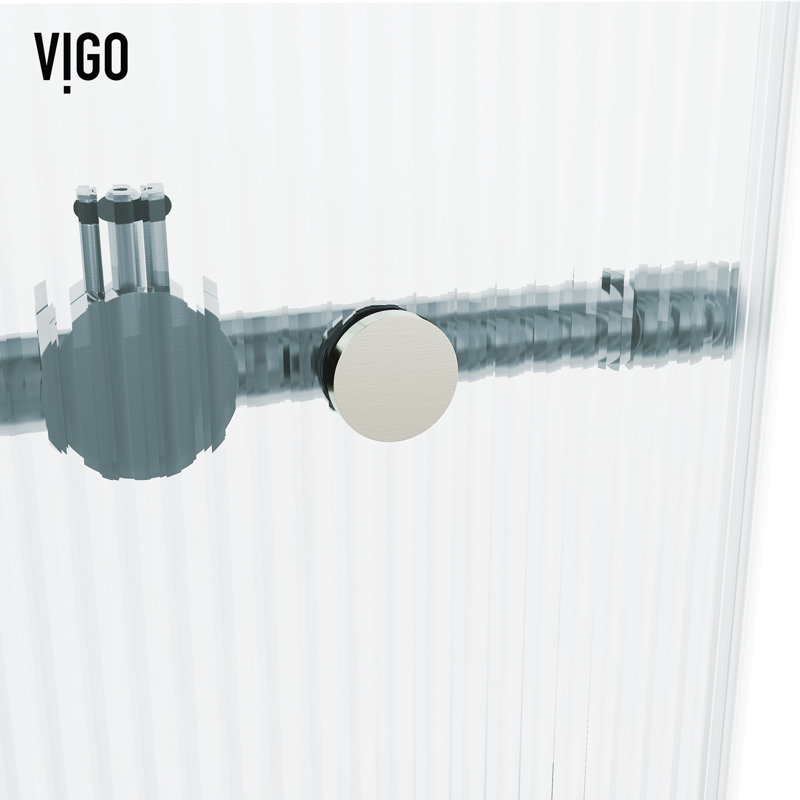 Porte de douche coulissante sans cadre avec verre cannelé 3/8 po l 56-60 po x H 74 po Elan, Acier Inoxydable