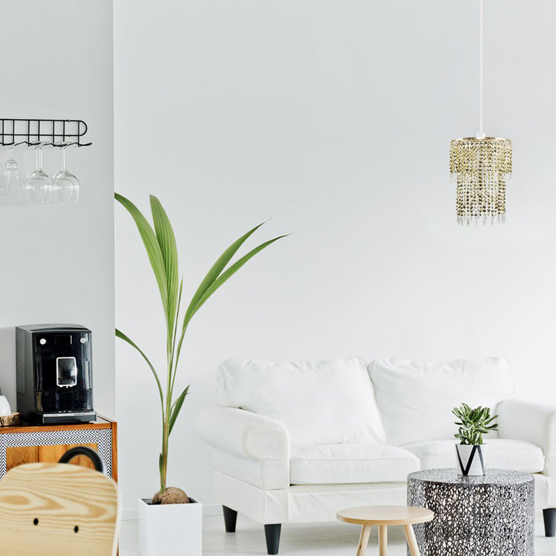 30cm H Plastic Drum Pendant Shade ( Spider ) in Gold