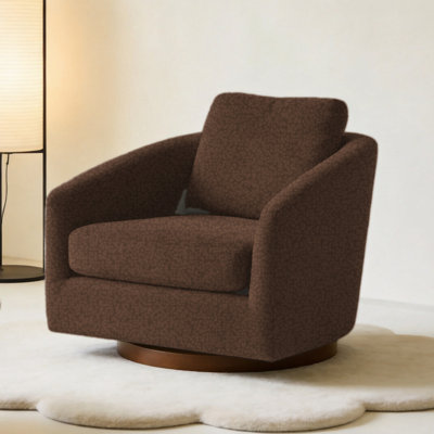 Faux Leather Swivel Accent Chair with Lumbar Pillow and Wide Arms