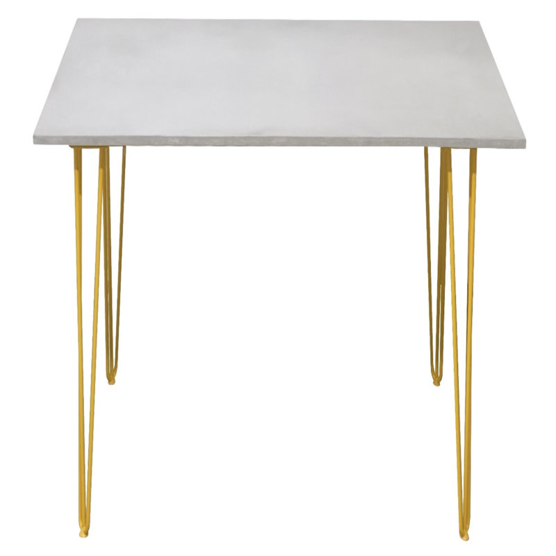 Frese Metal Base Dining Table, Pearl, Yellow, 73cm H x 120cm L x 60cm W