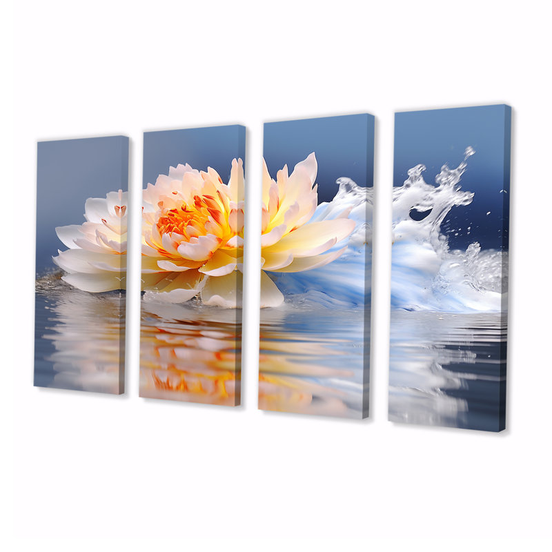 Rusnak - Lotus, art mural 4 pièces, H 32 po x l 64 po