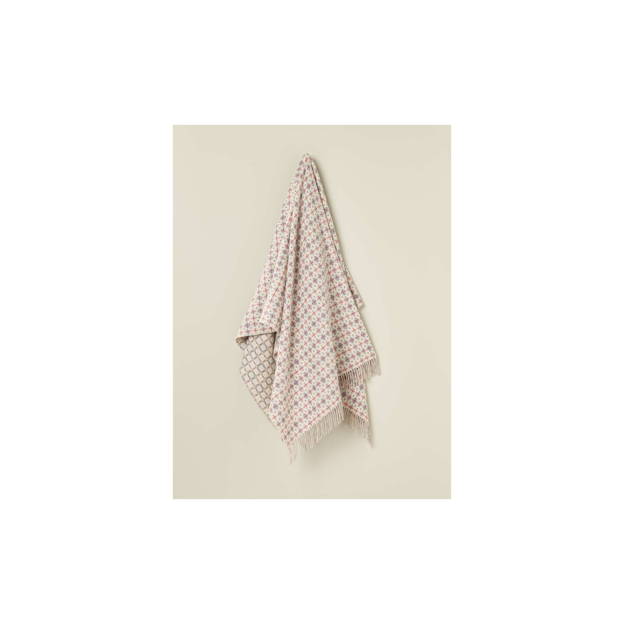 Merino Lambswool Throw/Blankets Hand Woven Blanket, Beige Abstract