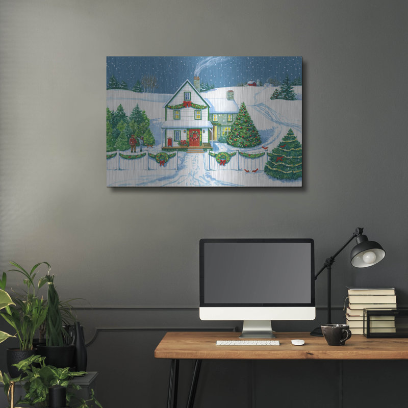  «Christmas Tree Farm» par Geraldine Aikman, art mural en métal, 36 po x 24 po, H 24 po x l 36 po