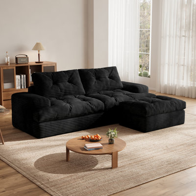 Boneless Cloud Sectional Boneless Sofa with Ottoman, Modular L Shaped Couch with Layered Cushion, Fluffy Comfy Couches for Living Room, No Assembly