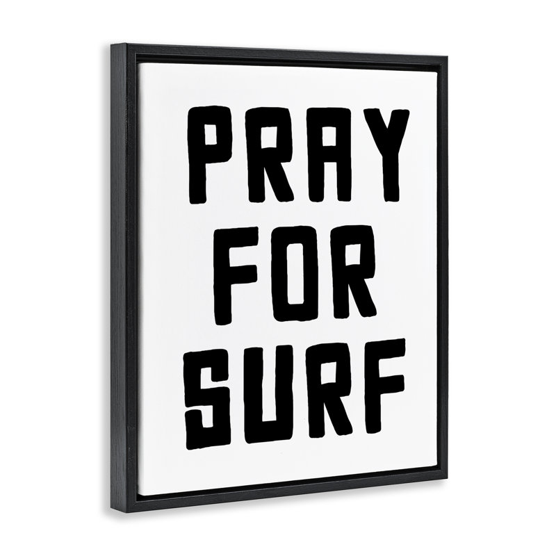 Cadre flottant Pray For Surf, Cadre flottant noir de jais, H 21 po x l 17 po