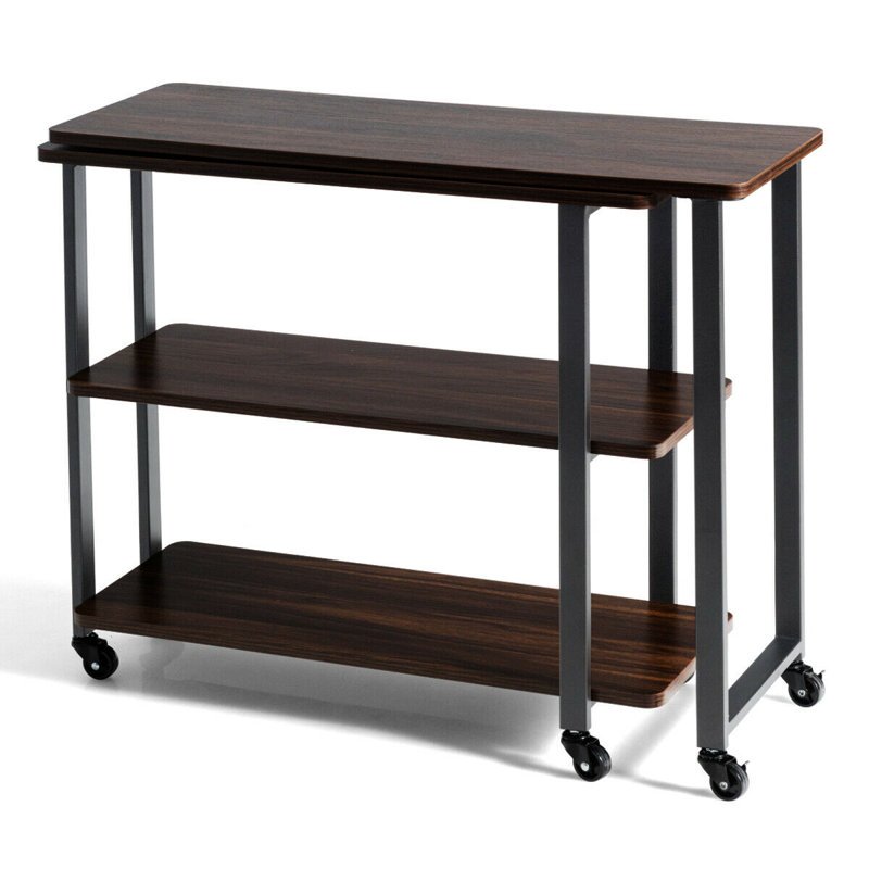 Ercan Modular L-Shaped Iron Writing Desk, Walnut/Black