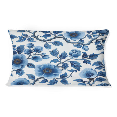 Cobalt bleu floral transitionnel IV - Coussin lombaire transitionnel