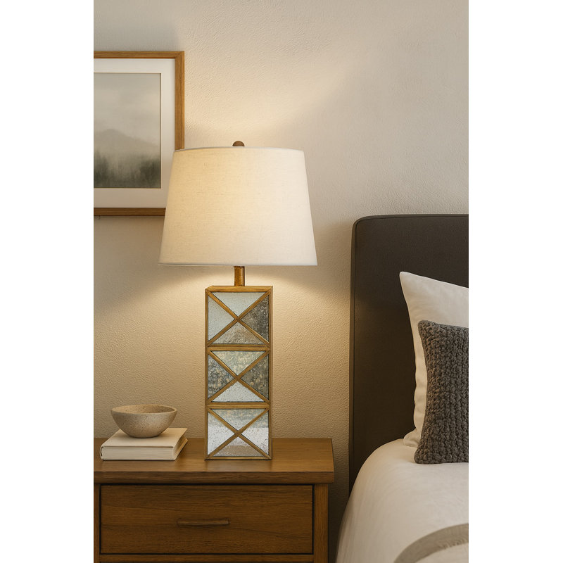 Triangular Mirror Inlay Table Lamp.