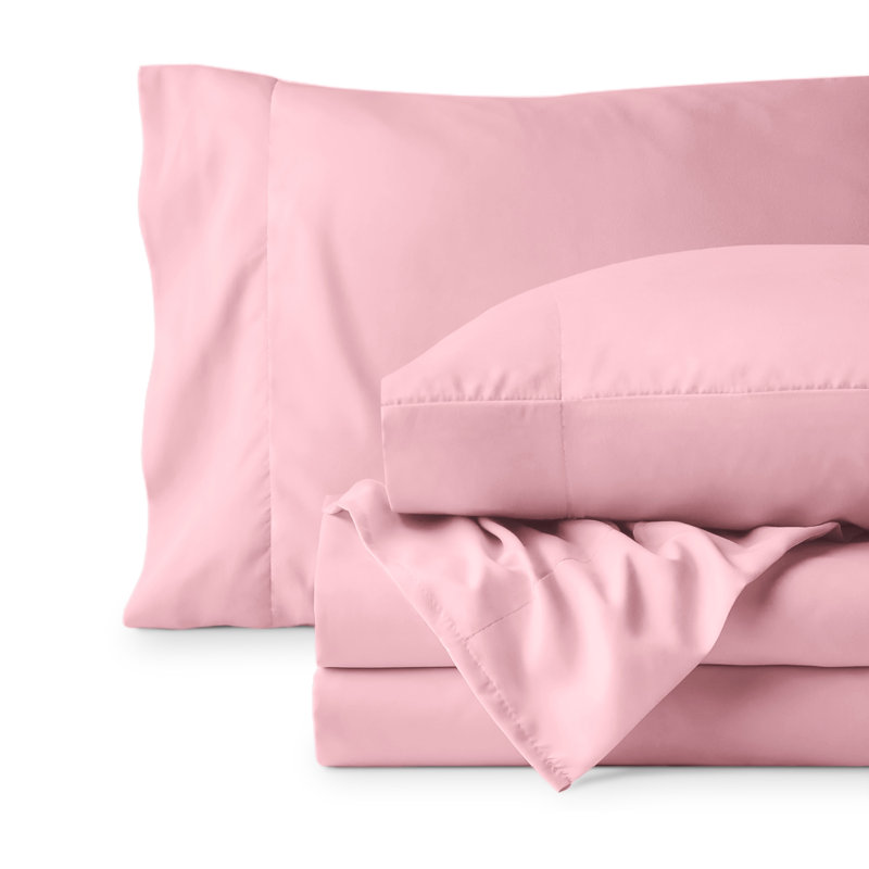 Ensemble de draps en micro-fibre, Ensemble de draps pour taille de lit simple avec u, Rose clair