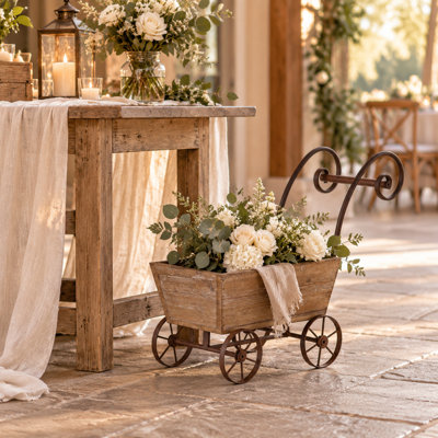 Jardinière en bois et métal Vintage Farmhouse