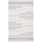 Buth Hand Woven Cotton/Wool Striped Rug in Ivory/Gray