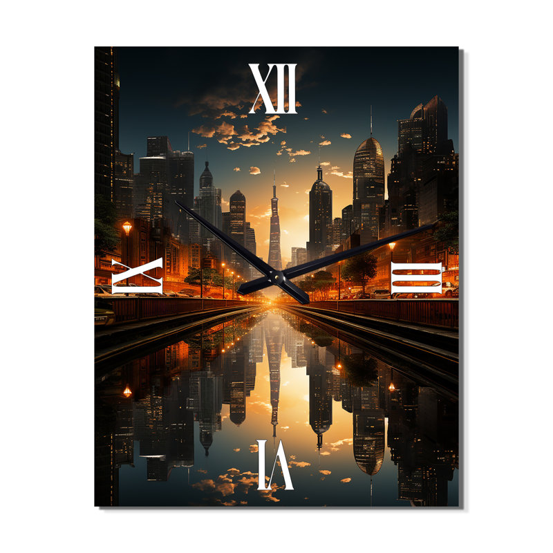 Orange Canal Urban Reflections Cityscape - Horloges murales paysages urbains, Petit
