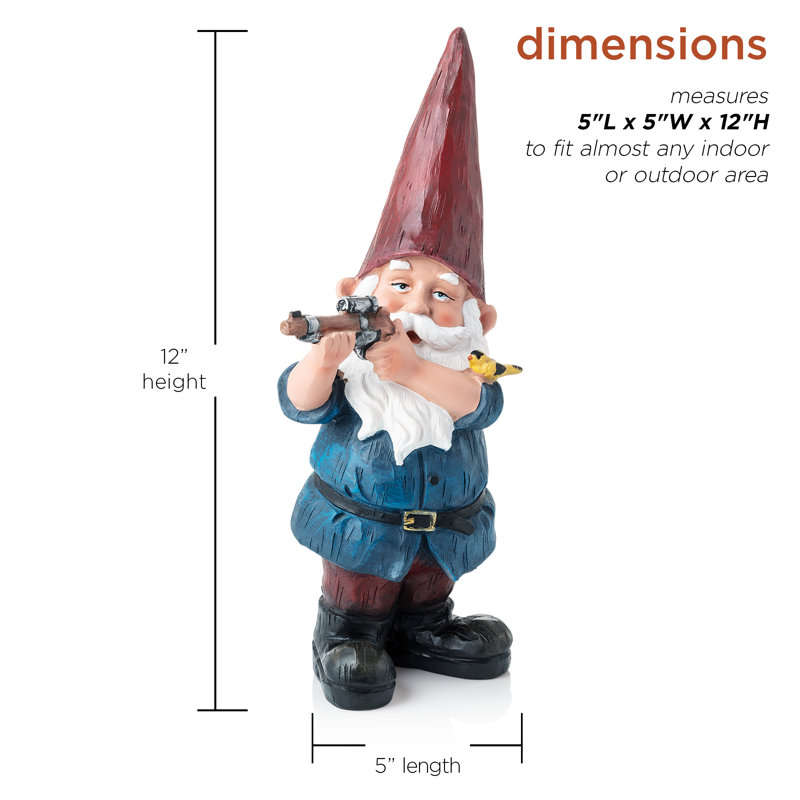 Hunting Garden Gnome with Yard Statue, Blue