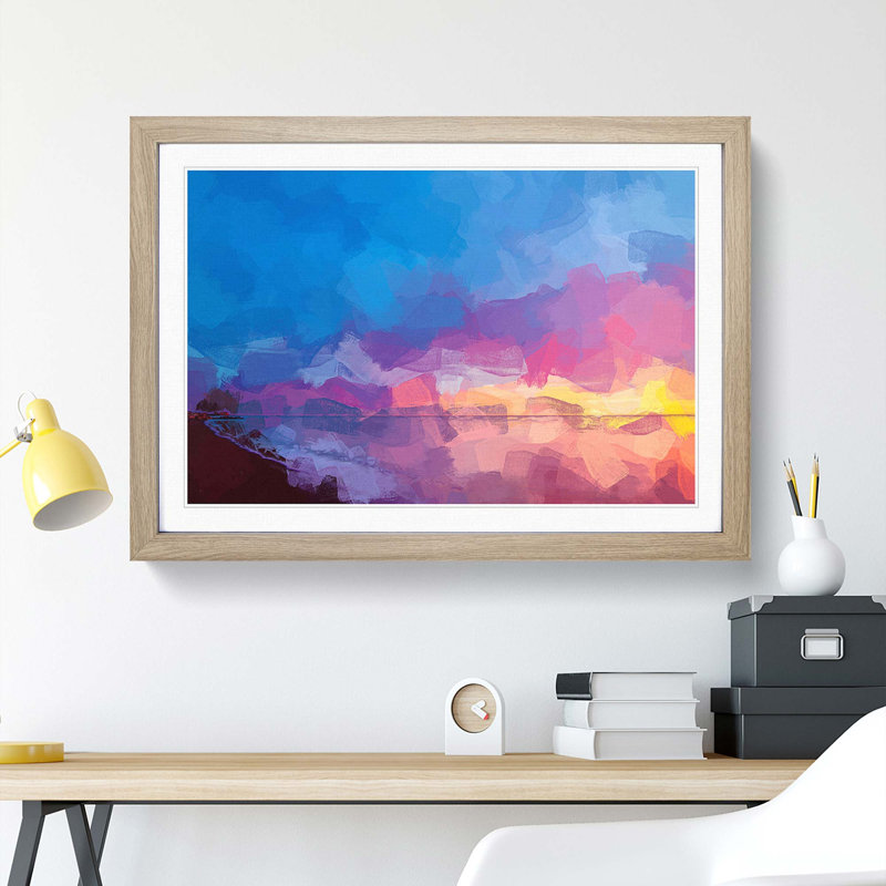 Beach in Malaga Spain in Abstract - Picture Frame Graphic Art Print, 36cm H x 48cm W x 2cm D, Oak Framed