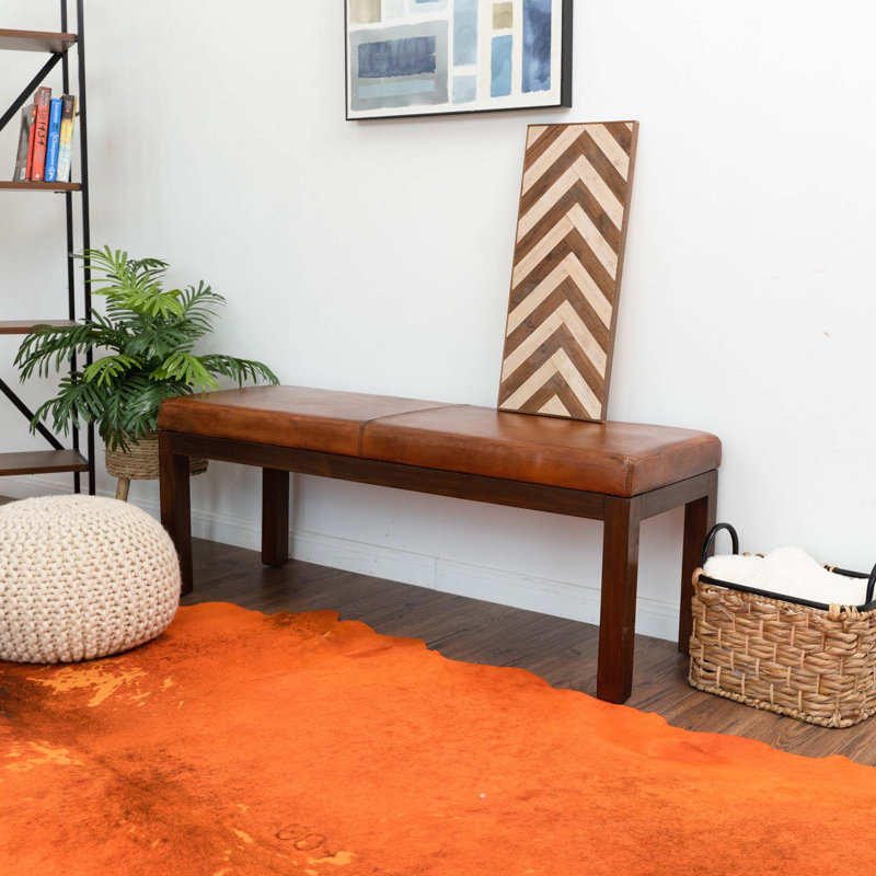 Banc en cuir brun clair Austin avec lignes Austin