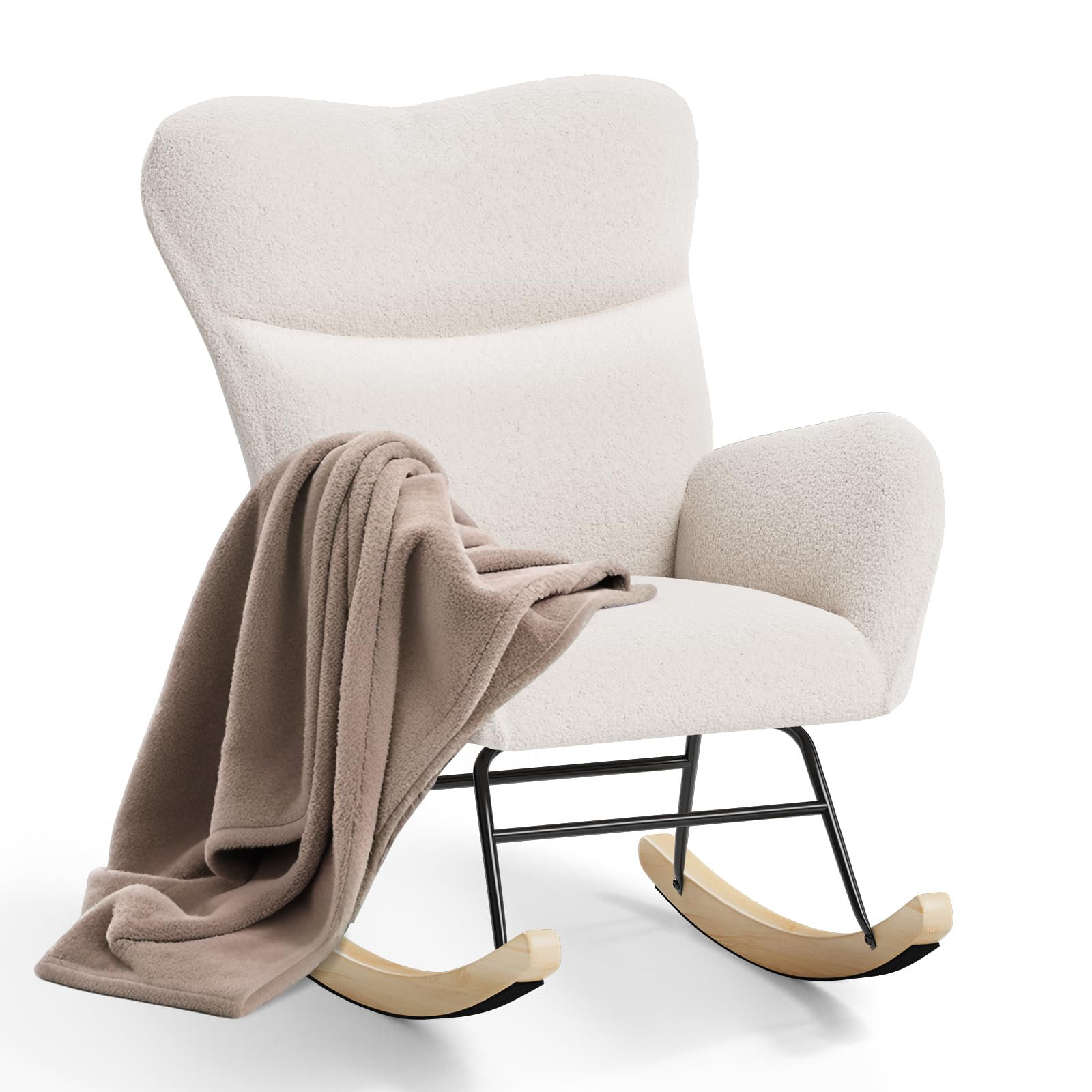 Isabelle & Max Rocking Chair For Adults, High Back Upholstered Nursing ...