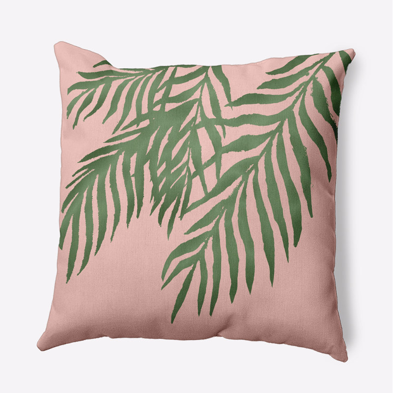 Coussin intérieur / extérieur Leafy Branch, H 16 po x l 16 po, Floral vert / rose