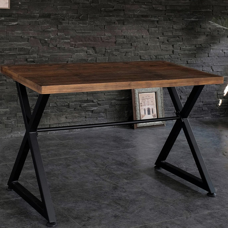 Contemporary Industrial Desk For Computer Or Hallway Decor With Natural Wood Appearance And Metal Legs, 30" H X 47.2" W 23.6" D, Long - Lasting Design Use Finish Reliable Hardwood Build