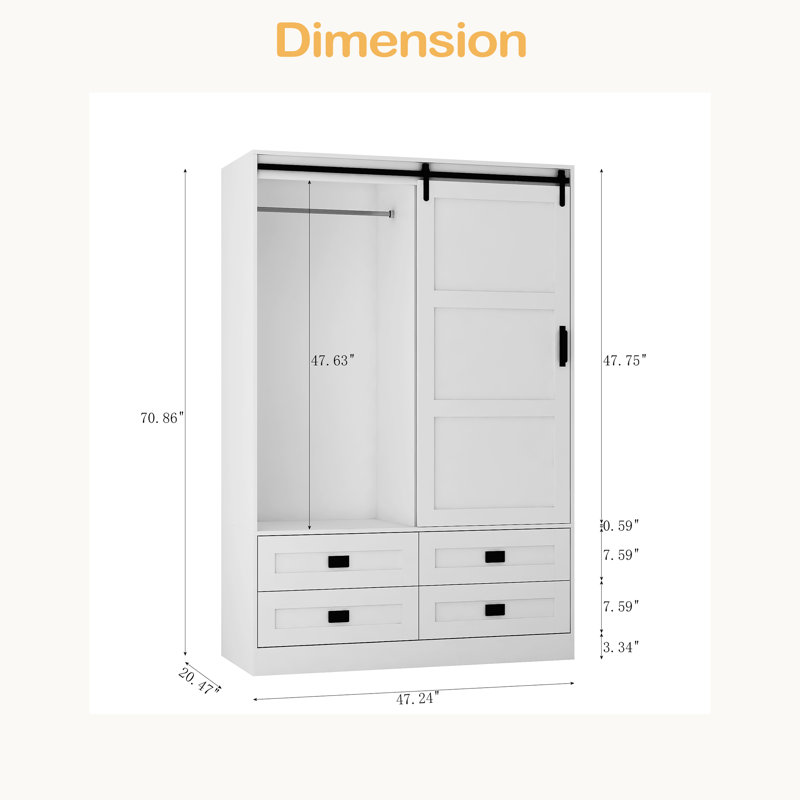 Armoire de rangement haute avec garde-robe de chambre à coucher